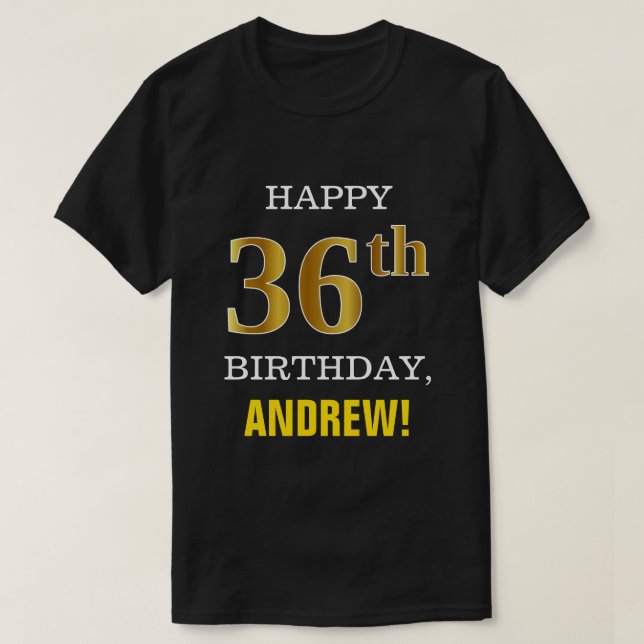 T-shirt Audacieux, noir, anniversaire d'or de Faux (Design devant)