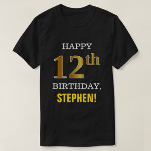 T-shirt Audacieux, noir, anniversaire d'or de Faux 12ème