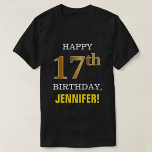 T-shirt Audacieux, noir, anniversaire d'or de Faux 17ème