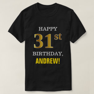 T-shirt Audacieux, noir, anniversaire d'or de Faux 31ème
