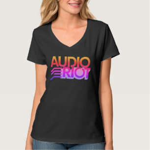 T-shirt Audio Riot Black V Neck Summer Logo