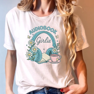 T-shirt Audiobook Girlie Blue Livres et casques