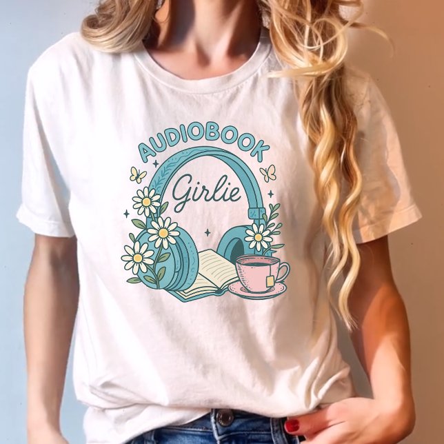 T-shirt Audiobook Girlie Blue Livres et casques (Créateur téléchargé)
