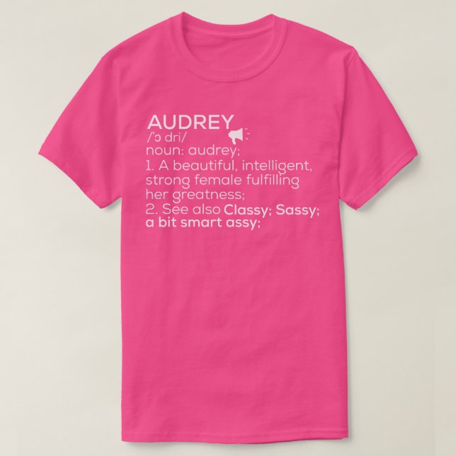 T-shirt Audrey Nom Audrey Définition Audrey Femme Nom A (Design devant)