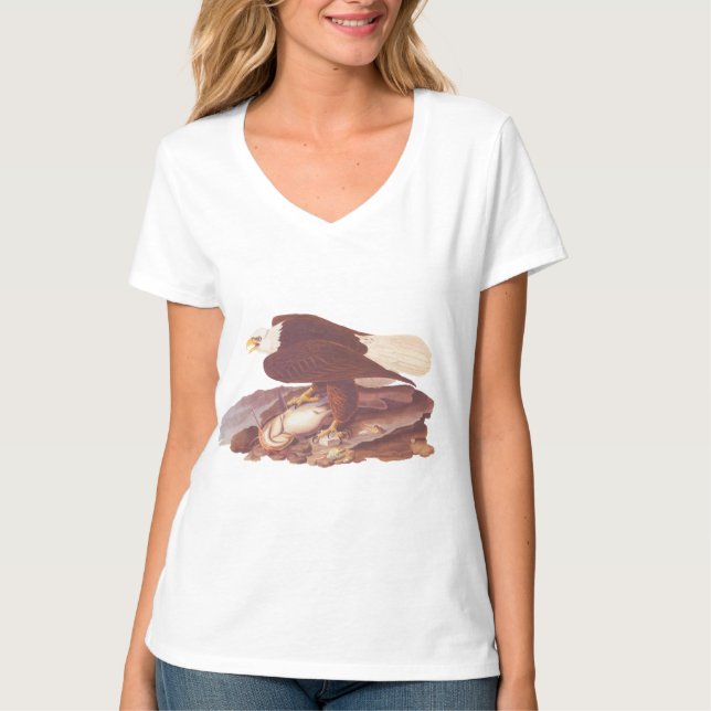 T-shirt Audubon Classic Bald Eagle avec poisson frais (Devant)