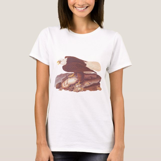 T-shirt Audubon Classic Bald Eagle avec poisson frais (Devant)