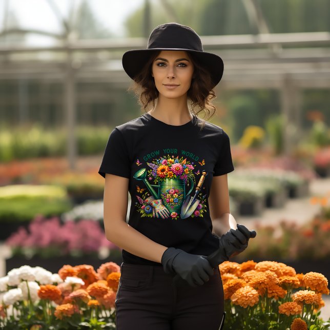 T-shirt Augmentez votre design de jardin fleuri mondial (Créateur téléchargé)