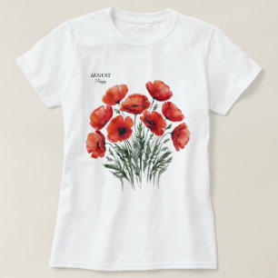 T-shirt August Poppy Bloom - Cadeau d'anniversaire personn