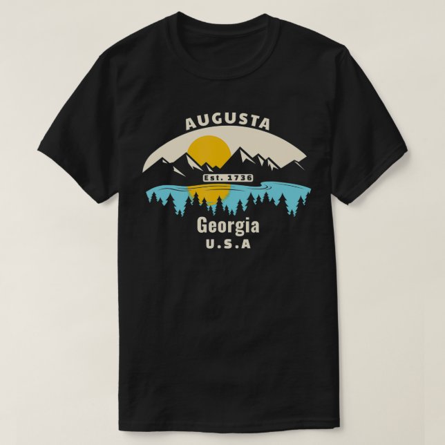 T-shirt Augusta Georgia Souvenir Mountain Sunset River (Design devant)