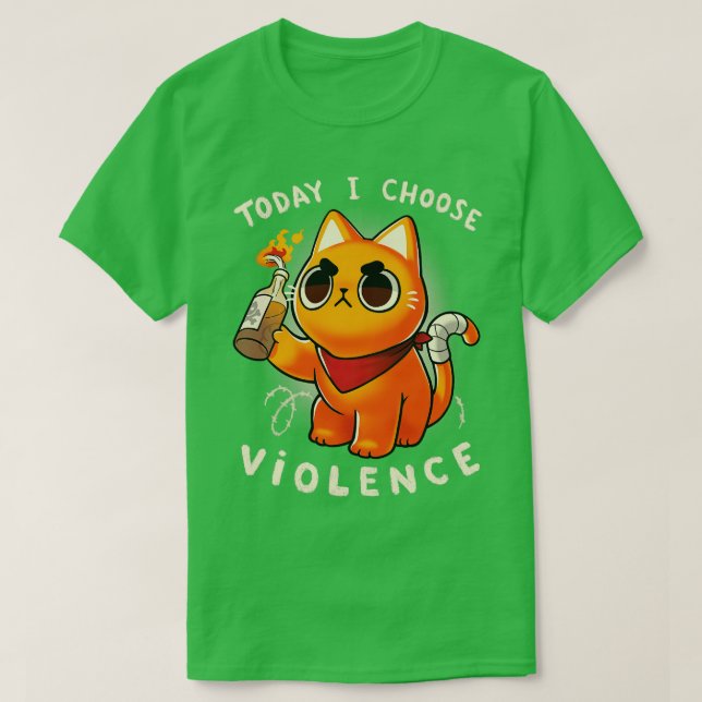 T-shirt Aujourd'hui je choisis la violence Angry Kitty Pro (Design devant)
