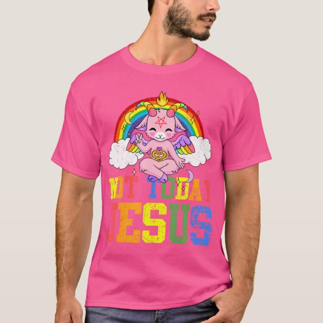 T-shirt Aujourd'hui pas Jésus migre Baphomet Lbgt Satan Ch (Devant)