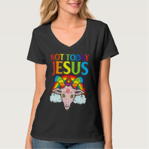 T-shirt Aujourd'hui pas Jésus Satan Bouc Satanique Arc-en-