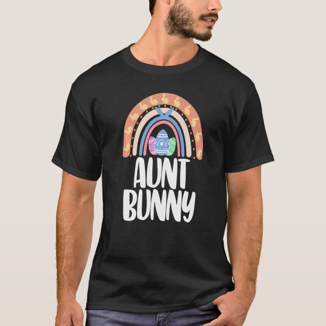 T-shirt Aunt Bunny Easter Rainbow Love Funny Women Easter  (Devant)