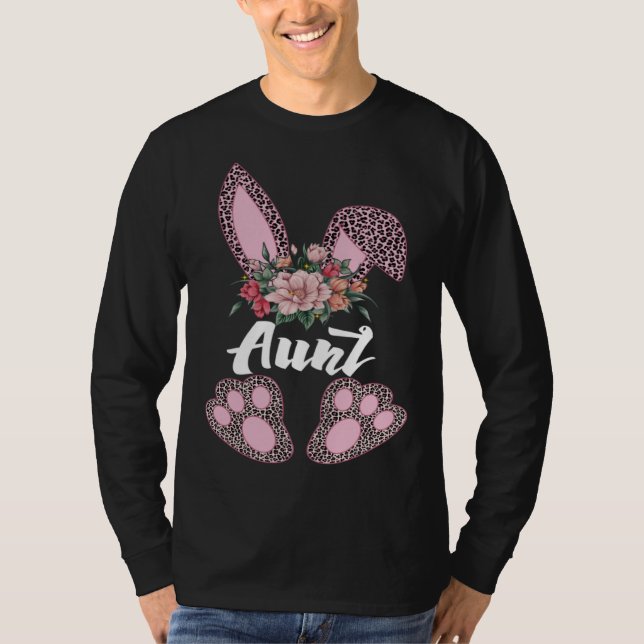 T-shirt Aunt Leopard Bunny Matching Family Easter Day Part (Devant)