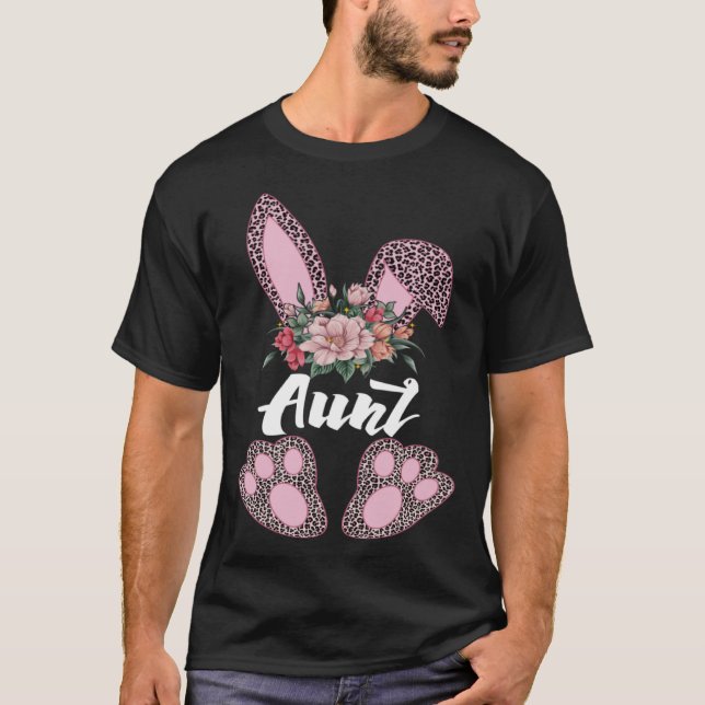 T-shirt Aunt Leopard Bunny Matching Family Easter Day Part (Devant)