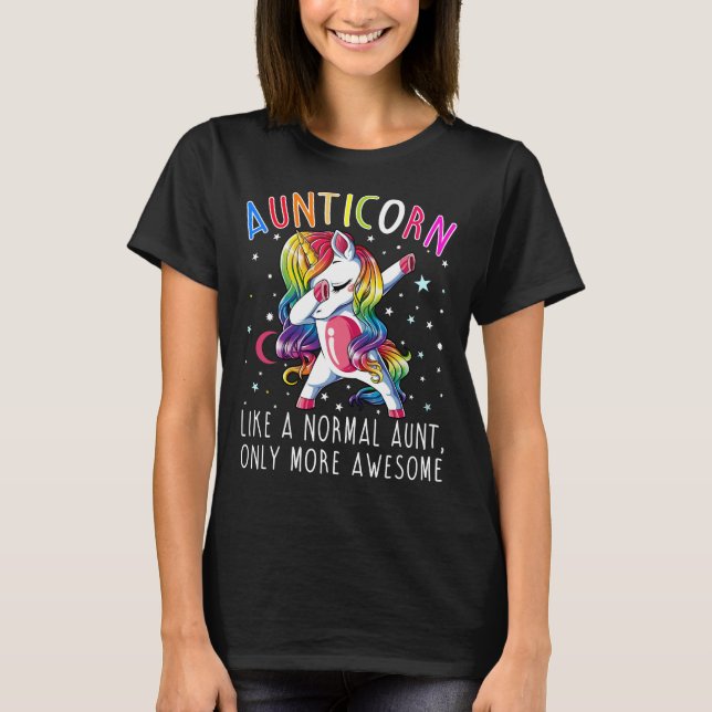 T-shirt Aunticorn aiment une tante normale Only More (Devant)