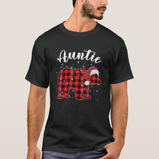 T-shirt Auntie Bear Buffalo Red Plaid Family Christmas Paj