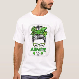 T-shirt Auntie Clover Messy Bun Leopard