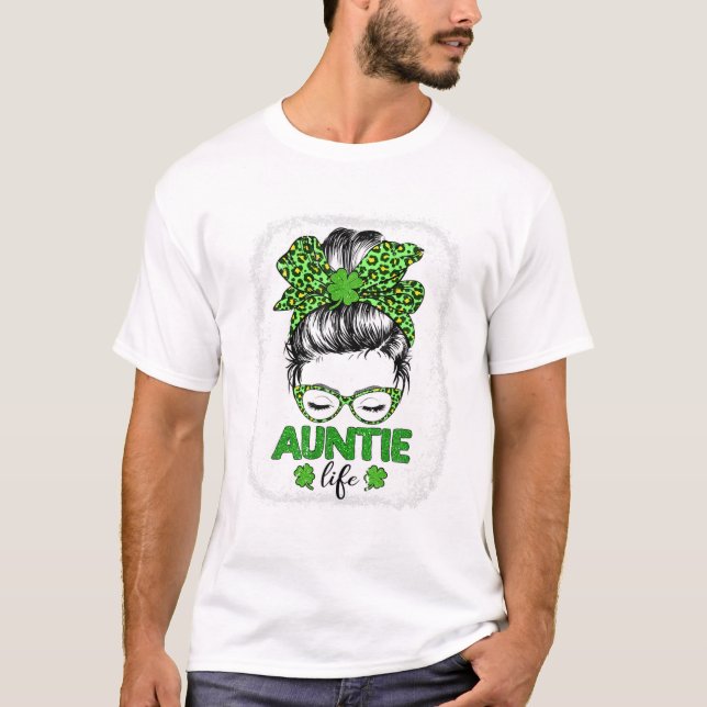 T-shirt Auntie Clover Messy Bun Leopard (Devant)