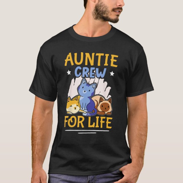 T-shirt Auntie Crew For Life With Cats For Girls (Devant)