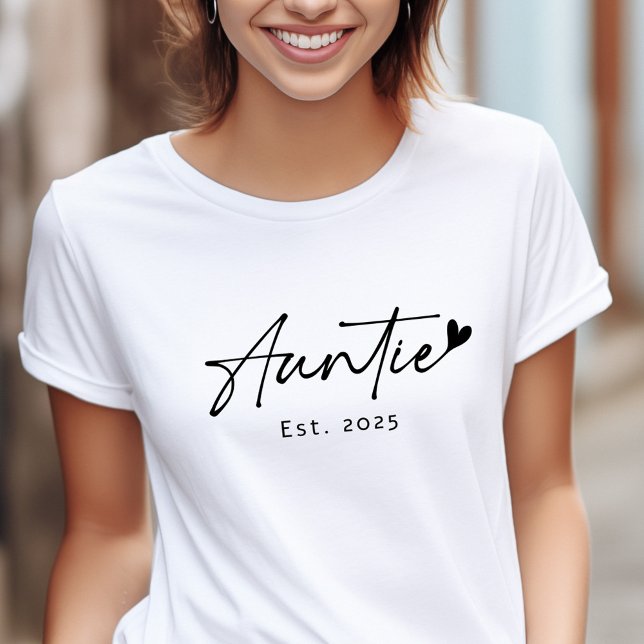T-shirt Auntie Est année manuscrite écriture coeur (Auntie Est year handwritten script heart T-Shirt)