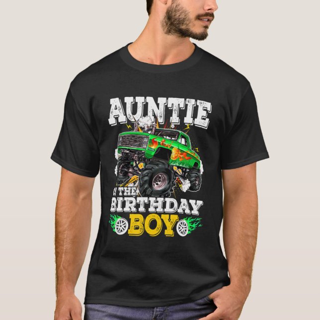 T-shirt Auntie Of The Birthday Boy Monster Truck Birthday  (Devant)