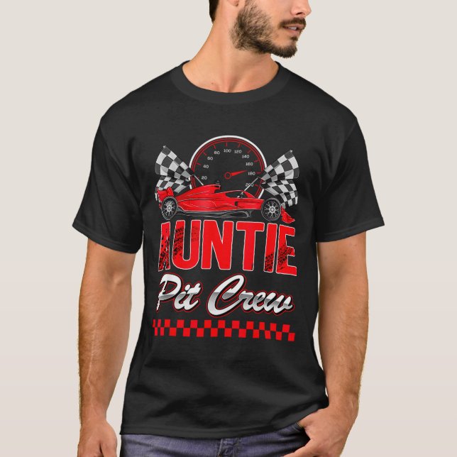T-shirt Auntie T Crew Racing Family Race Car Birthday Boy  (Devant)