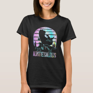 T-shirt Auntiesaurus Dinosaur Tante 3 Enfants Tie Dye Su