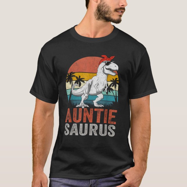 T-shirt Auntiesaurus T Rex Dinosaur Auntie Saurus Family M (Devant)
