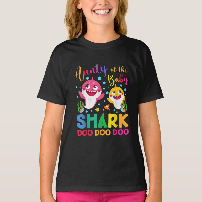 T-shirt Aunty Of The Baby Shark Birthday Aunty Shark  (Devant)