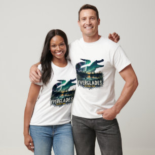T-shirt Aurora au-dessus des Everglades avec Silhouette Al