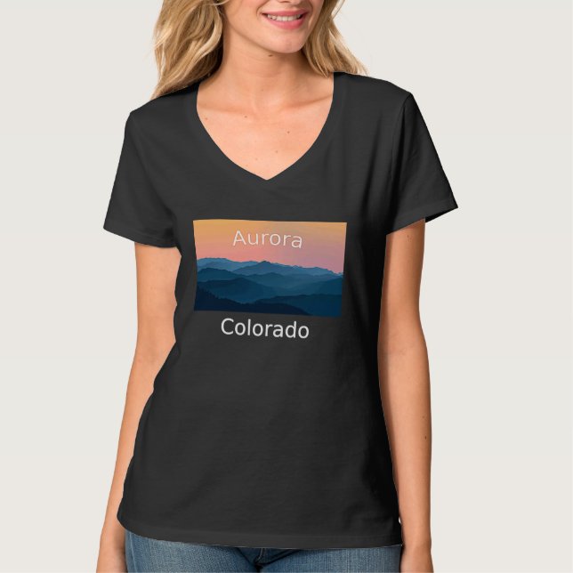 T-shirt Aurora Colorado Mountain sunset hometown (Devant)