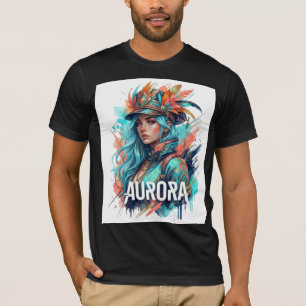 T-shirt Aurora Fantasy Art T Shirt   Femme Boho Colorée G