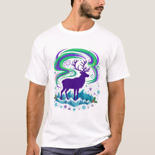 T-shirt Aurore Renne Nuit d'Hiver Noël Art