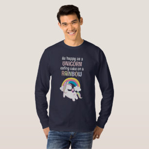 T-shirt Aussi heureux comme licorne mangeant le gâteau sur