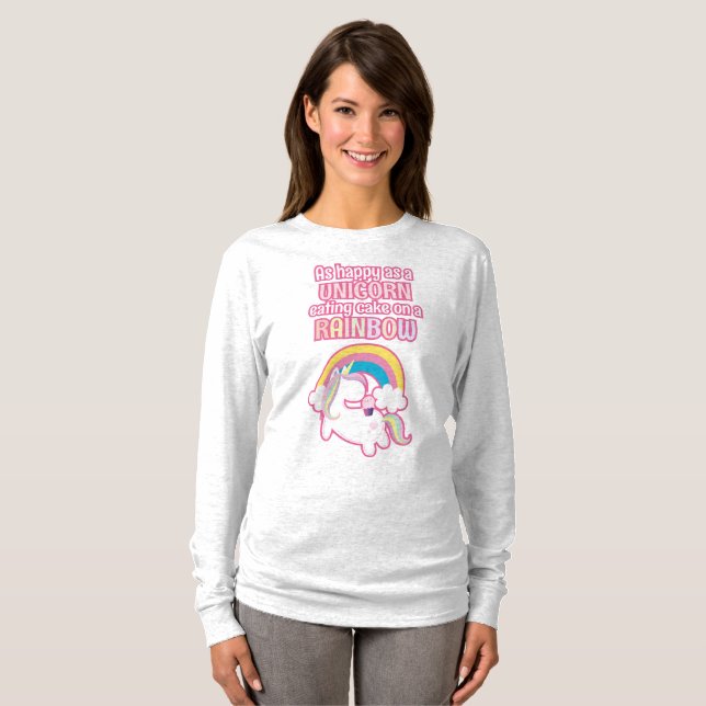 T-shirt Aussi Heureux Qu'Une Unicorne Mange Du Gâteau Sur  (Devant entier)