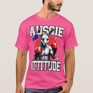 T-shirt Aussie Attitude drôle Kangaroo Boxe Australie Bo