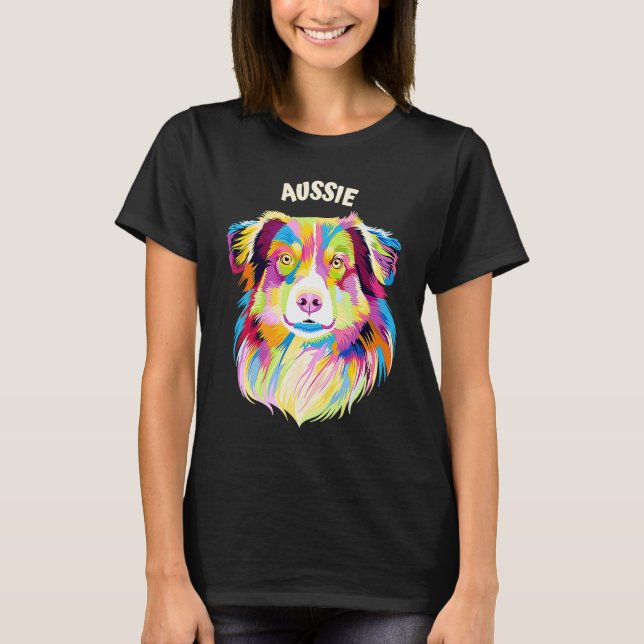 T-shirt Aussie Australian Shepherd  Australian Shepard Hum (Devant)