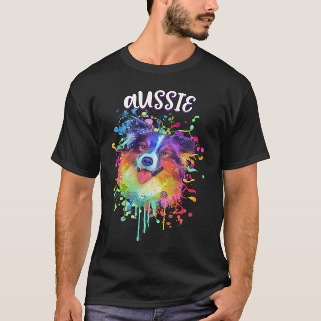 T-shirt Aussie Australian Shepherd  Australian Shepard Hum (Devant)