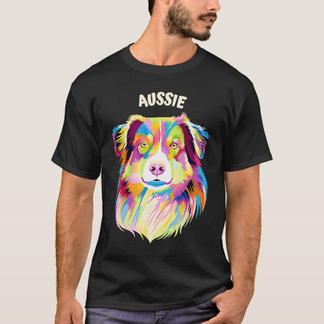 T-shirt Aussie Australian Shepherd  Australian Shepard Hum (Devant)