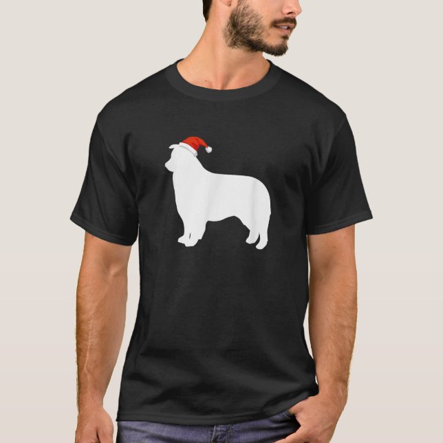 T-shirt Aussie Australian Shepherd Wearing Santa Hat Chris (Devant)