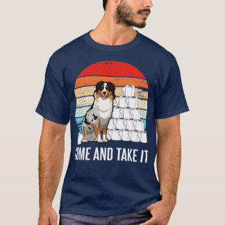 T-shirt Aussie chien avec des papiers de toilette Venez et