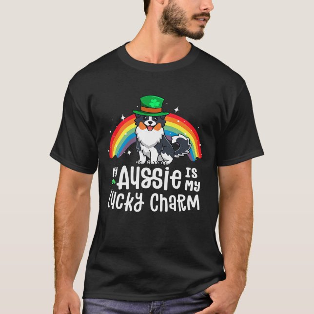 T-shirt Aussie Lucky Charm Jour de la Saint Patrick chien (Devant)