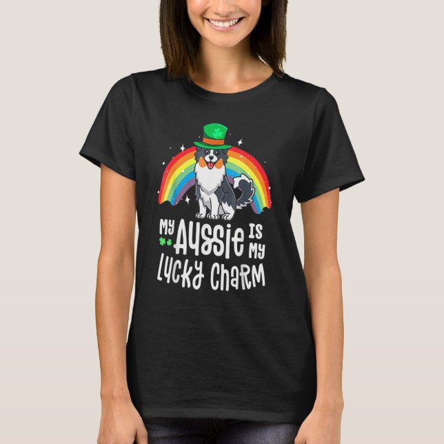 T-shirt Aussie Lucky Charm St Patricks Day Dog Australian  (Devant)