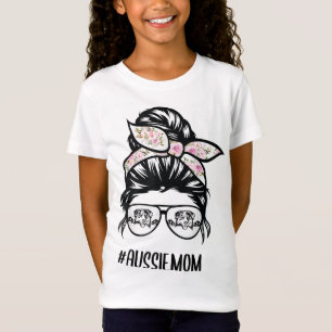 T-Shirt Aussie Maman Messy Bun lunettes de cheveux