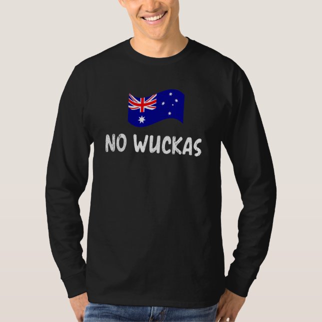 T-shirt Aussie no wuckas lingo worries none Australia (Devant)