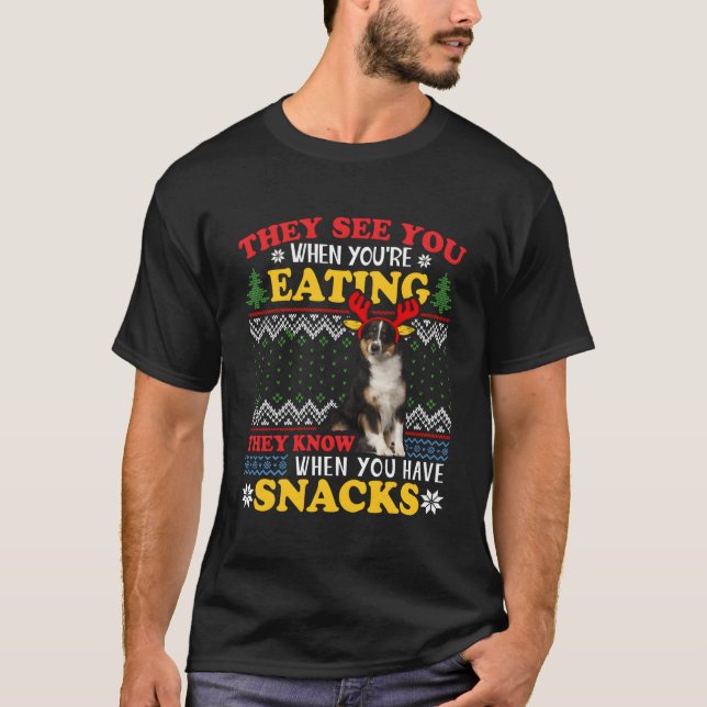 T-shirt Aussie Noël Laid Ils Voient Que Vous Mangez Noël (Devant)