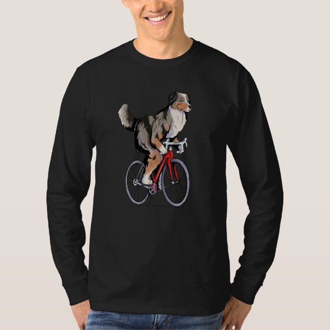 T-shirt Aussie Riding Bicycle Cute Biker Cyclist (Devant)