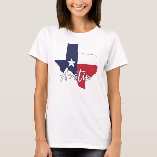 T-shirt Austin, Texas Drapeau Carte Blancs femmes (Devant)