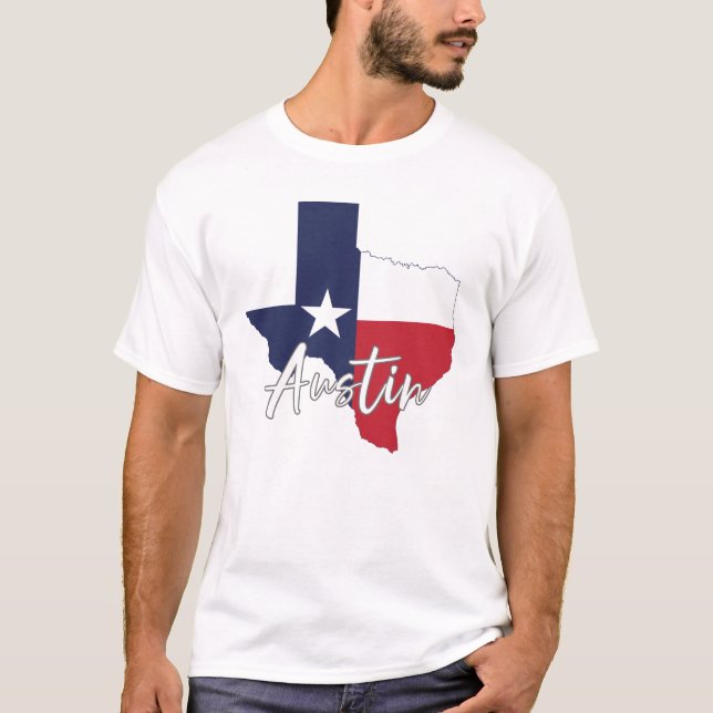 T-shirt Austin, Texas Drapeau Carte Blancs hommes (Devant)